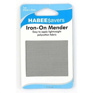 Habee Savers Iron-On Mender Grey 24cm x 9cm