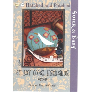 Front cover of stitchery pattern for a pin cushion featuring a goose design.