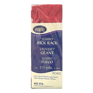 Pack of Wrights brand sewing Rick Rack in red.