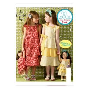 Kwik Sew K144 Girls 18inch Dolls Matching Tiered Dresses