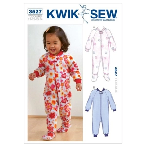 Sewing pattern cover showing toddlers sleep jumpsuit.