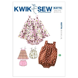 Sewing pattern cover showing infants rompers and bloomers.