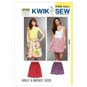 Kwik Sew K3794 Misses Girls Gathered Skirts