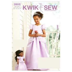 Kwik Sew K3903 Girls Dolls Matching Princess Dresses