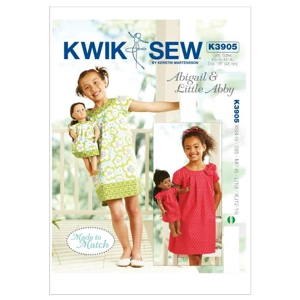 Kwik Sew K3905 Girls and Dolls Raglan Sleeve Dress