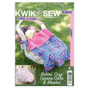Sewing pattern cover showing infants carrier cover and blanket.