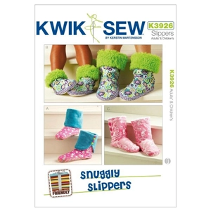 Kwik Sew K3926 Adults Childrens Snuggly Slippers