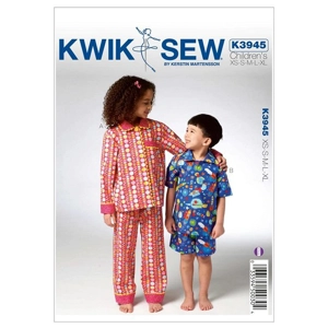 Kwik Sew K3945 Girls Boys Button Front Pyjamas