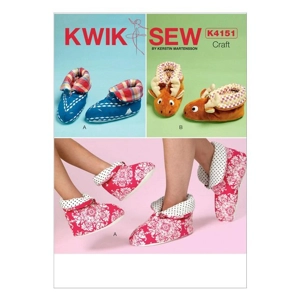 Adults, childrens buttoned slippers sewing pattern.