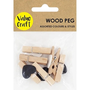 Value Craft Wood Pegs with Hearts 6 pk