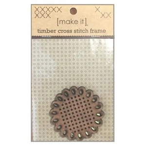 Flower shaped timber cross stitch frame.