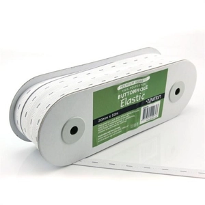 Uni Trim Button Hole Elastic 20mm White