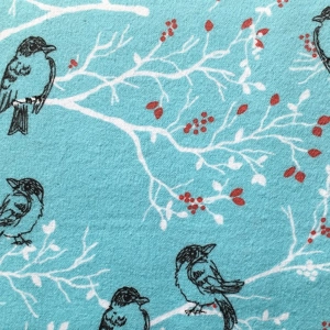 Winter Birds Blue Flannelette Fabric