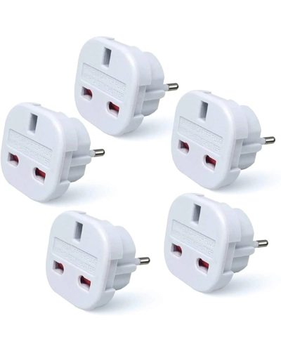 UK to EU Europe European Travel Adapter White Plug 2 Pin Pack of 10 UK to EU Europe European Travel Adapter White Plug 2 Pin Pack of 10
