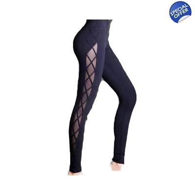 Cross Lace Leggings - Black *Not Grippy*