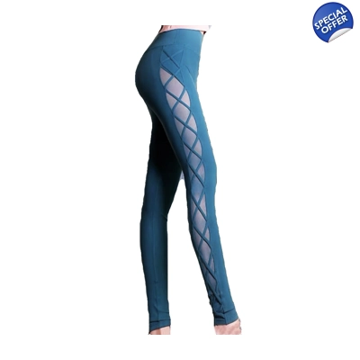 Cross Lace Leggings - Green *Not Grippy*