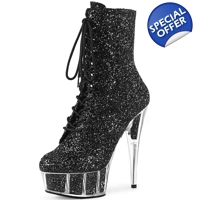 Ankle Boots - Black Glitter
