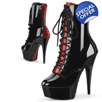 Ankle Boots - Black/ Red
