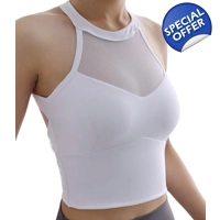 Mesh Halter Neck Top - White