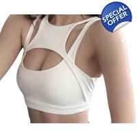 Strap Cutout Sports Bra - White