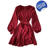 Layered Dress with Long Sleeves -..