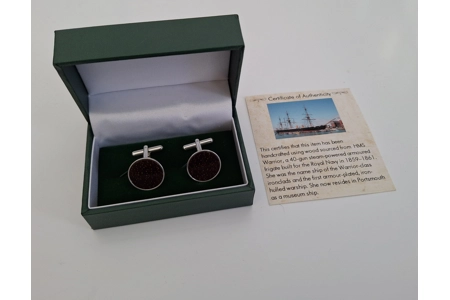 Sterling silver cufflinks in HMS Warrior  Ekki