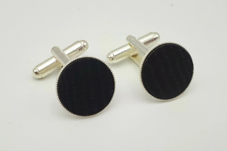 Silver plated cufflinks in black bog oak