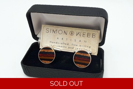 Silver plated cufflinks in rainbow wood
