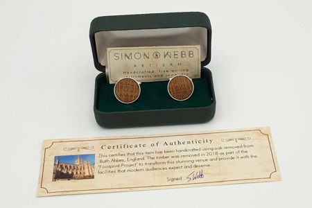 Sterling silver cufflinks in Bath Abbey oak Sterling silver cufflinks in Bath Abbey oak