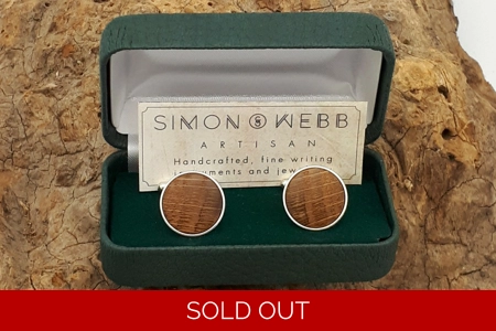 Sterling Silver cufflinks in Christ Church College oak