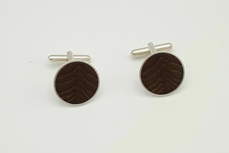 Sterling silver cufflinks in HMS Ganges teak