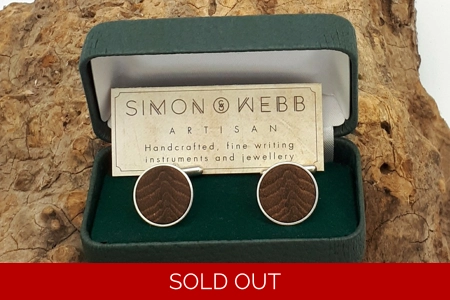 Sterling silver cufflinks in HMS Ganges teak