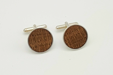 Sterling silver cufflinks in HMS Victory oak Sterling silver cufflinks in HMS Victory oak