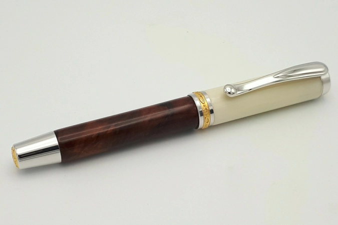SR2 rollerball in  amboyna burr and synthetic ivory