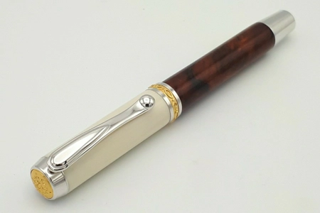 SR2 rollerball in  amboyna burr and synthetic ivory