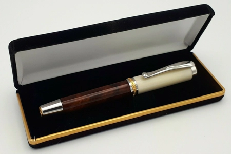 SR2 rollerball in  amboyna burr and synthetic ivory