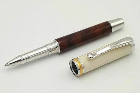 SR2 rollerball in  amboyna burr and synthetic ivory