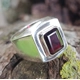 Squared Garnet Ring