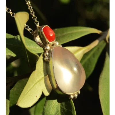 Rose Quartz and Coral Pendant