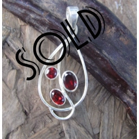 Garnet Pendant + Silver Chain