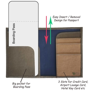 Nature Kraft - Passport Holder / Cover with Big Pocket for Boarding Pass - Classic Colours