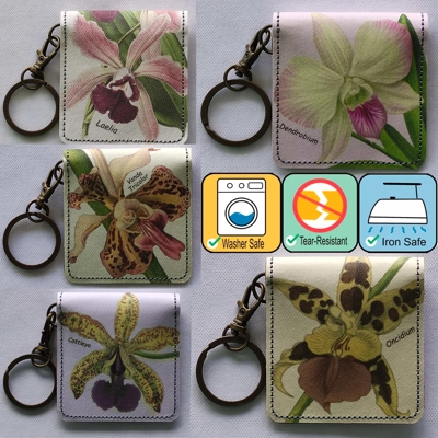 Nature Kraft - Coin Pouch w Detachable Key Chain - Orchids Collection title=