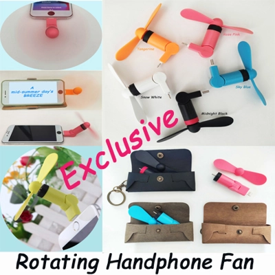 Handphone Fan/Handheld Fan - iPhone/Type-C / Rotating Fan / Indoor Outdoor Fan title=