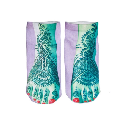 Henna Photo Ankle Socks Yoga India Zen Tattoo Rockabilly Pinup Punk Namaste Mat