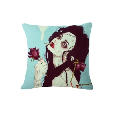 Rose Zombie Throw Pillow Case Punk Tattoo Pinup Goth Rockabilly Art Burlesque