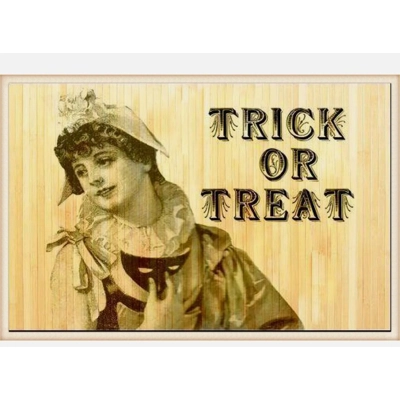 Trick Treat Bamboo Mat 3 x 5 Halloween Burlesque Vintage Doormat Rug Victorian