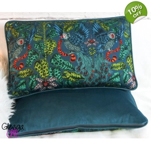 Cushion Cover Emma J Shipley Amazon Teal Navy Green 30x50cm Piped
