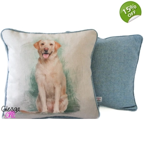 Cushion Cover Harris Tweed Labrador Herringbone Check 18x18