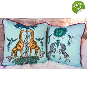 Cushion Cover Emma Shipley Creatura Turquoise Piped Giraff..