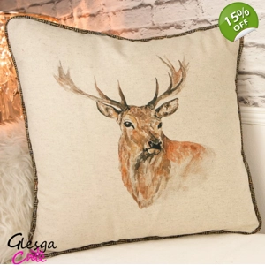 Harris Tweed Stag Herringbone Check Piped Cushion Cover 20x20